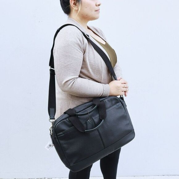 Coach Camden Leather Zip Top Briefcase 70927 Black - Picture 3 of 12